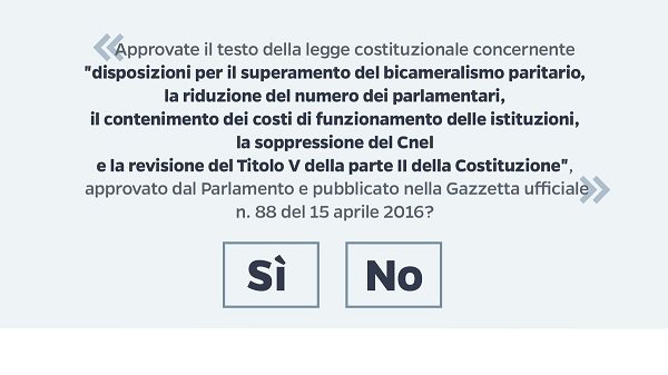 Referendum costituzionale cos'è, cosa prevede, come si vota, votare si o no