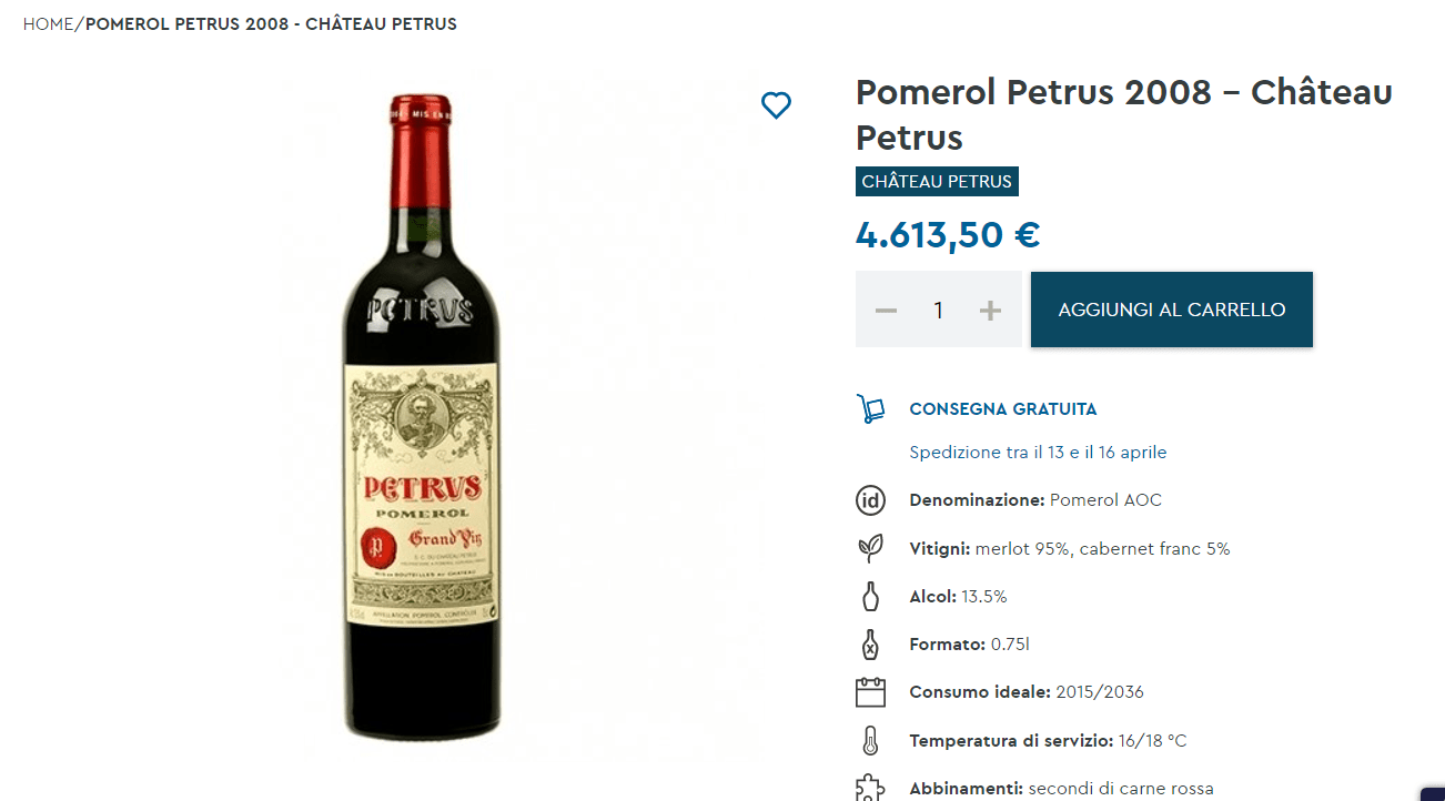 il vino più costoso in vendita