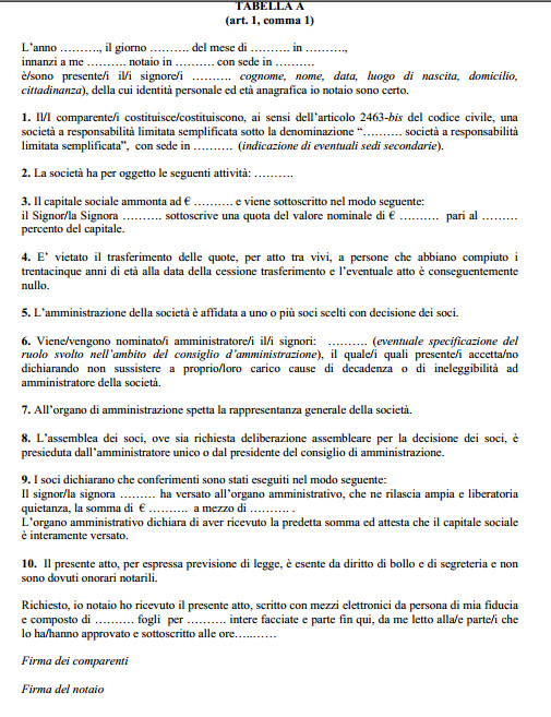 srl semplificata atto costitutivo modello standard srl semplificata atto costitutivo modello standard
