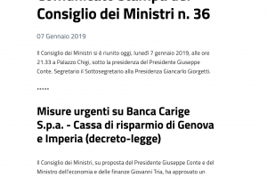 Decreto Salva Banca Carige: "Il Governo Regala Soldi alle Banche"