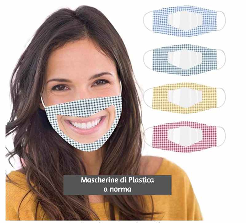 mascherine trasparenti di plastica a norma