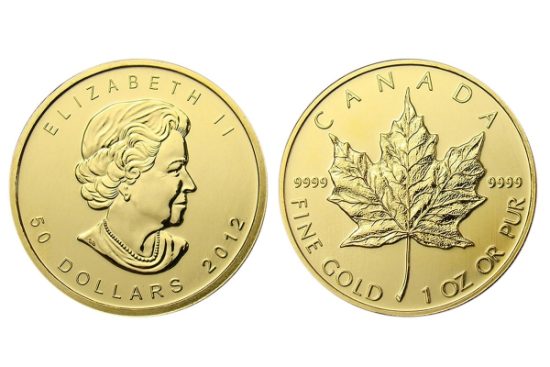 moneta d'oro foglia d'acero canadese