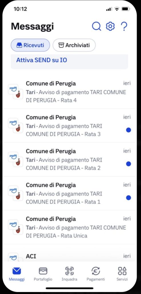 comune di perugia tari con app io